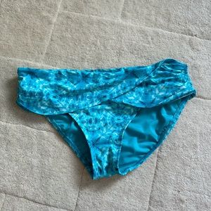 Blue and white tie dye bathing suit bottoms